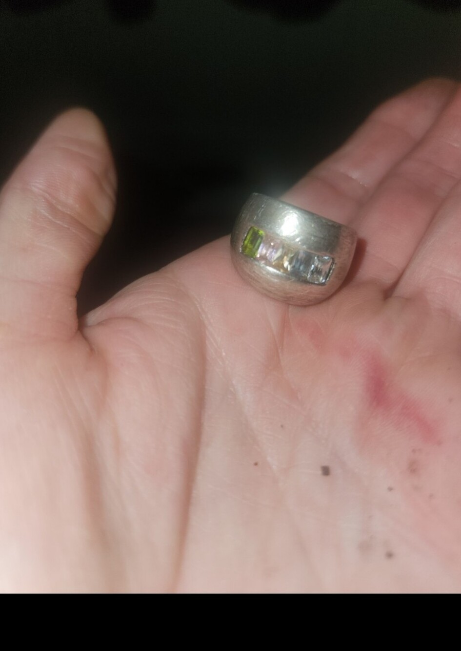Platinum Plated Ring With Different Colored Rectangular Stones
